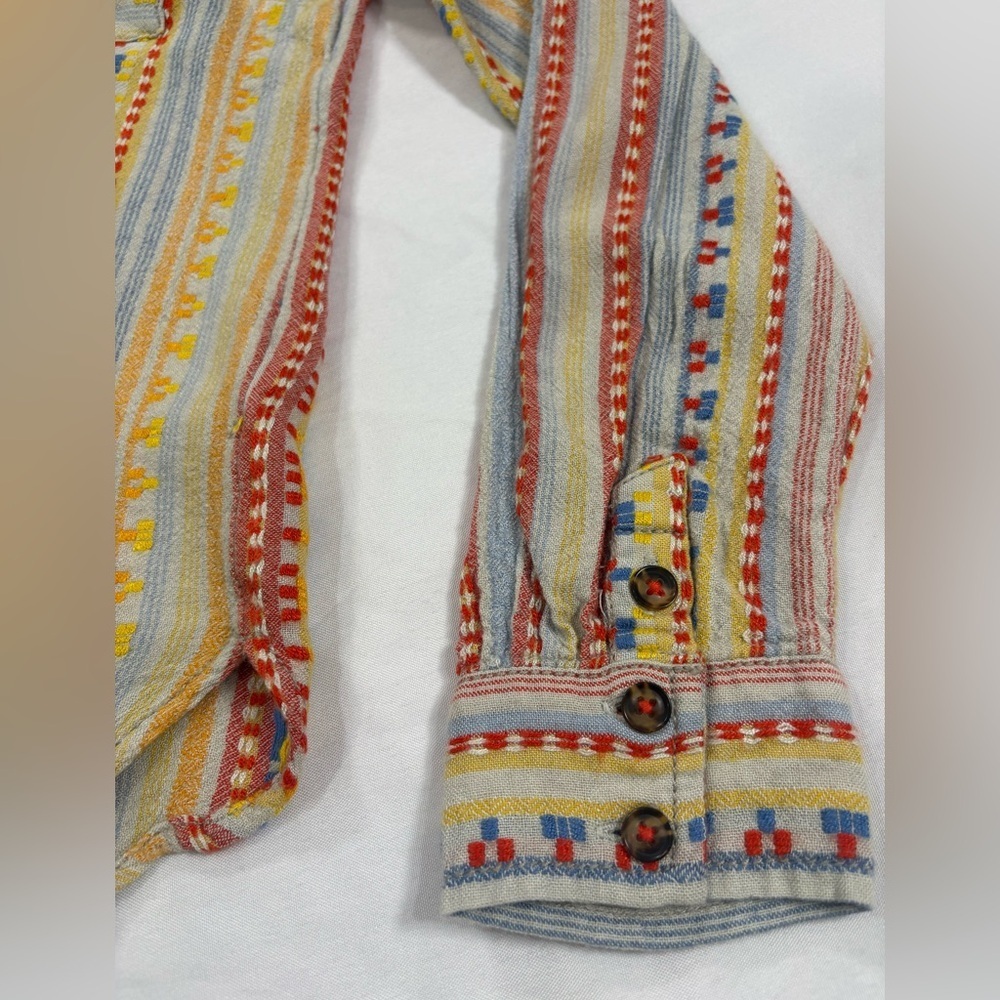 Anthropologie Embroidered Bohemian Boho Top Shirt long sleeve - Picture 5 of 9